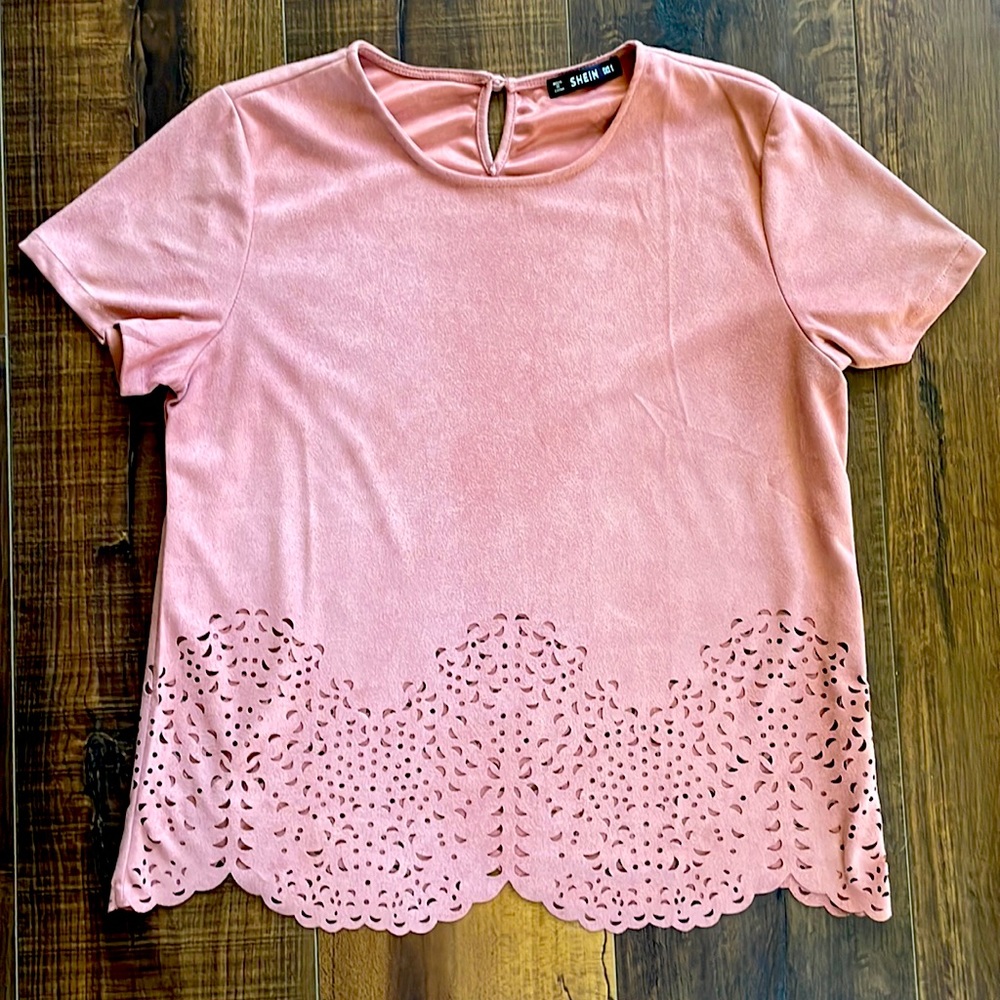 Shein Suede Scalloped Top